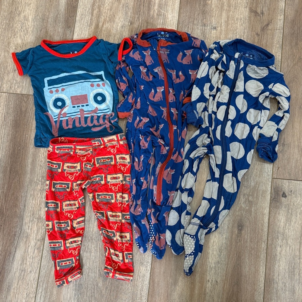 Kickee Pants Kids Pajamas Set - Blue, Red, Orange